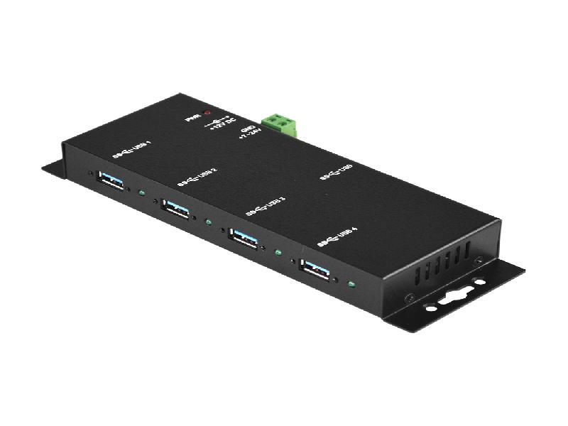 Antaira Industrial 4-Port USB3.0 Hub, Metal Case, with Locking Feature