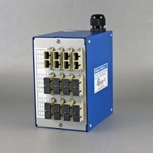 DinSpace SNAPXL Compact Fiber Optic Patch Panel with 12ea. multimode SC/SC duplex adapters.