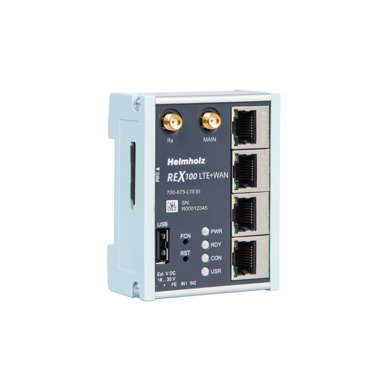 Helmholz REX 100 LTE, 3 x LAN (switch)/1 x WAN/1 x LTE-Modem (EU- & Asia-Version)
