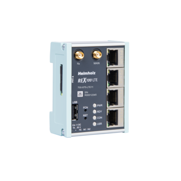 Helmholz REX 100 LTE, 3 x LAN (switch)/1 x WAN/1 x LTE modem (North America Version / “NAG“)