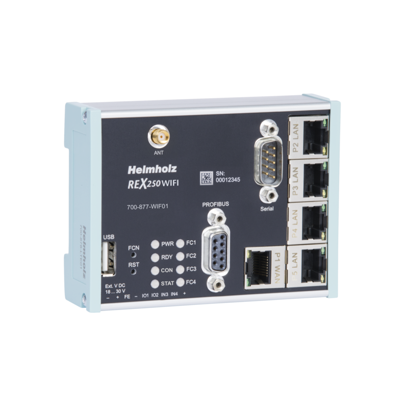 Helmholz REX 250 WiFi, 4 x LAN (Switch)/1 x WAN/1 x WiFi interface