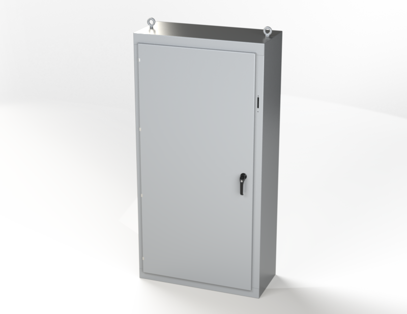 Saginaw Freestanding Enclosure, NEMA 3R/4, 80 x 40 x 24in (HxWxD), wall mount, carbon steel, ANSI 61 gray, powder coat finish, 2-door, 3-point keylocking/padlocking combo handle