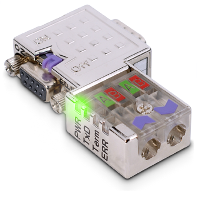 Industrial PROFIBUS connector, 90°, EasyConnect, diagnostics LED