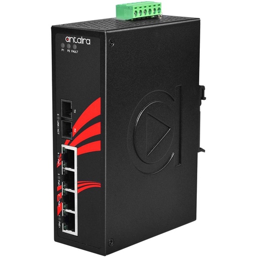 [LNP-0501-M-24-T] Antaira 5-Port PoE  Unmanaged Ethernet Switch, With Fiber Optics, Multi-Mode  EOT: -40° ~ 75°C