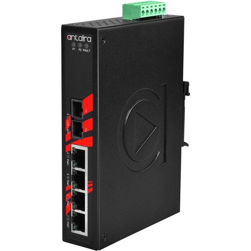 [LNP-0501-S3] Antaira 5-Port PoE  Unmanaged Ethernet Switch With Fiber Optics, Single-Mode 