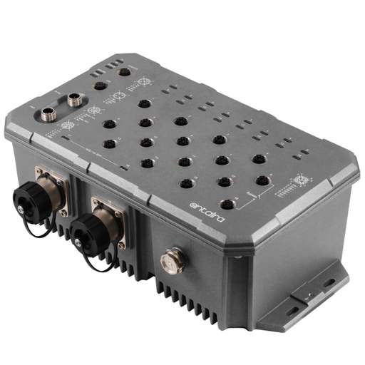 [LMX-1802G-M12-10G-SFP-67-110] Antaira 18-Port Industrial Gigabit Ethernet Switch IP67 Waterproof Managed 
Light Layer 3 With M12 Connectors and sfp slots