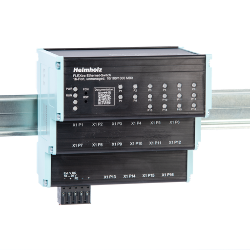 [700-845-16S01] Helmholz FLEXtra Ethernet-Switch, 16-port, unmanaged, 10/100/1000 MBit, for din-rail